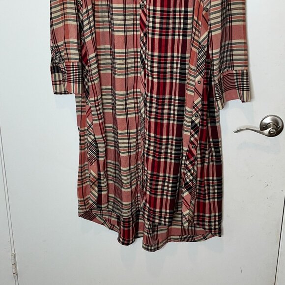 Free People Loralei Plaid Shirtdress Size Small Oversized Womens - Picture 6 of 12